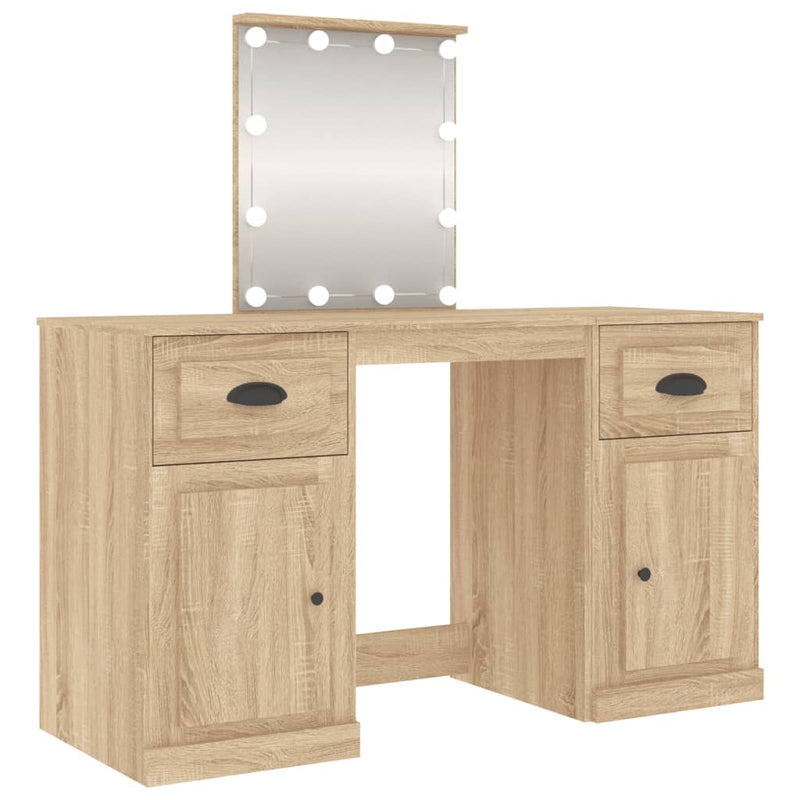 vidaXL sonoma tölgy színű fésülködőasztal LED-del 130 x 50 x 132,5 cm