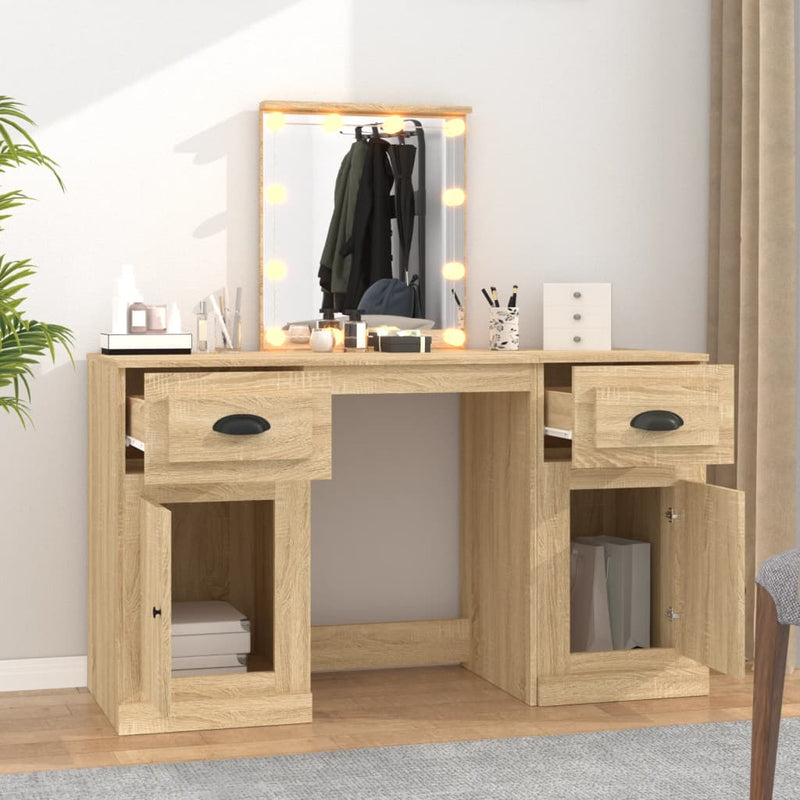 vidaXL sonoma tölgy színű fésülködőasztal LED-del 130 x 50 x 132,5 cm