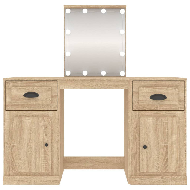 vidaXL sonoma tölgy színű fésülködőasztal LED-del 130 x 50 x 132,5 cm