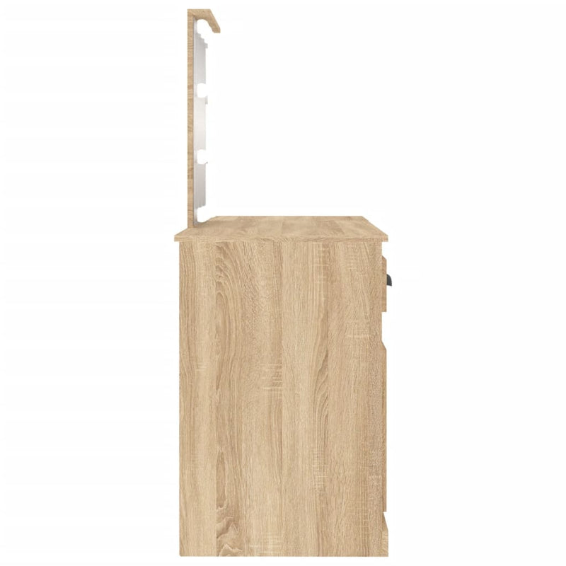 vidaXL sonoma tölgy színű fésülködőasztal LED-del 130 x 50 x 132,5 cm