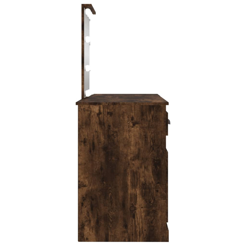 vidaXL füstös tölgy színű fésülködőasztal LED-del 130 x 50 x 132,5 cm