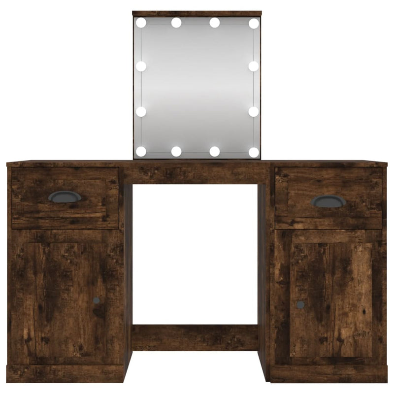 vidaXL füstös tölgy színű fésülködőasztal LED-del 130 x 50 x 132,5 cm