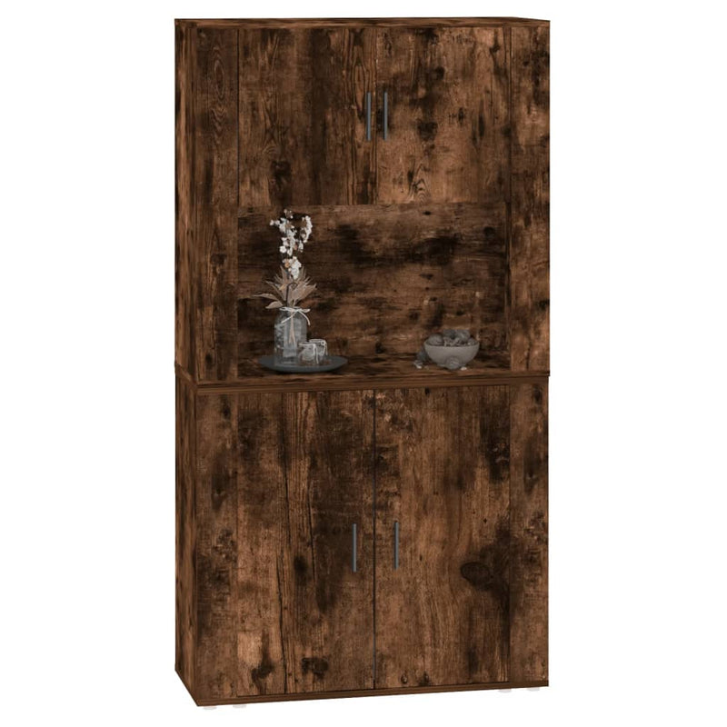 vidaXL füstös tölgy színű szerelt fa magasszekrény