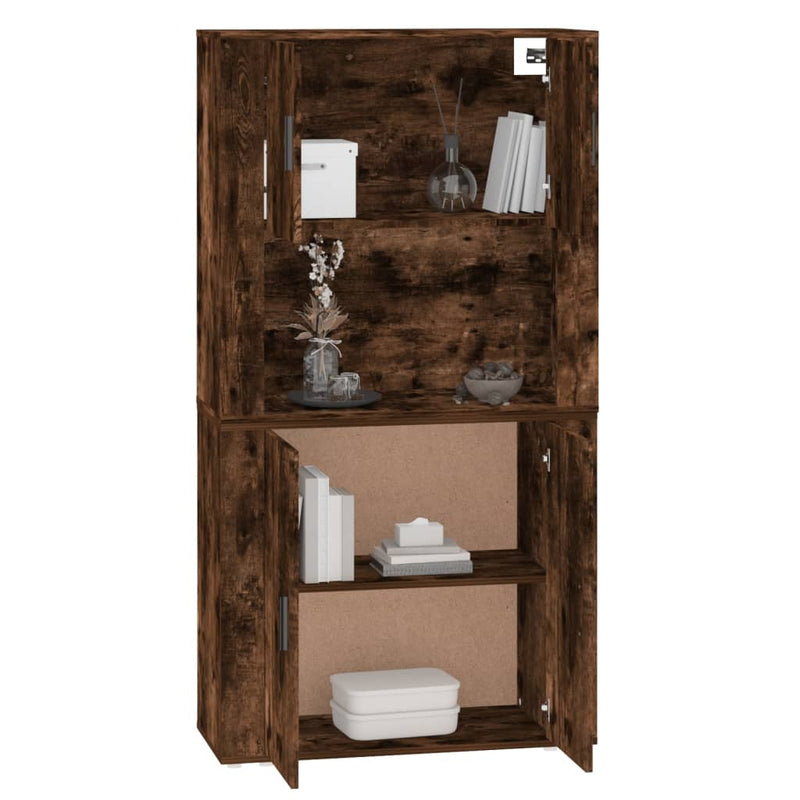 vidaXL füstös tölgy színű szerelt fa magasszekrény