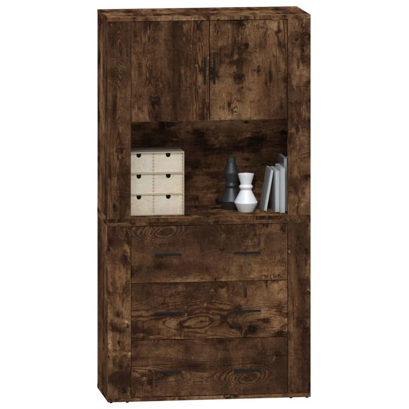 vidaXL füstös tölgy színű szerelt fa magasszekrény