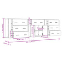 vidaXL 3 db betonszürke szerelt fa tálalószekrény