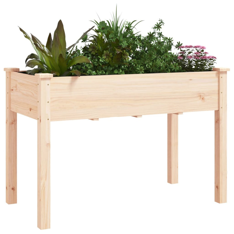 vidaXL tömör fenyőfa kerti ültetőláda béléssel 118 x 59 x 76 cm