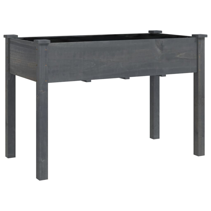 vidaXL szürke tömör fenyőfa kerti ültetőláda béléssel 118 x 59 x 76 cm