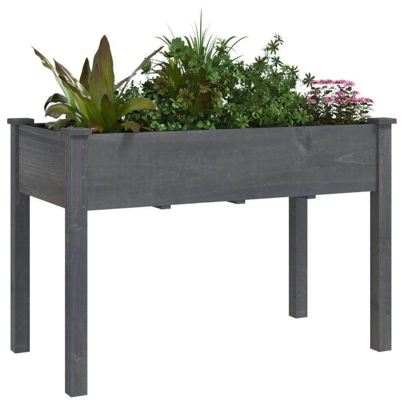 vidaXL szürke tömör fenyőfa kerti ültetőláda béléssel 118 x 59 x 76 cm