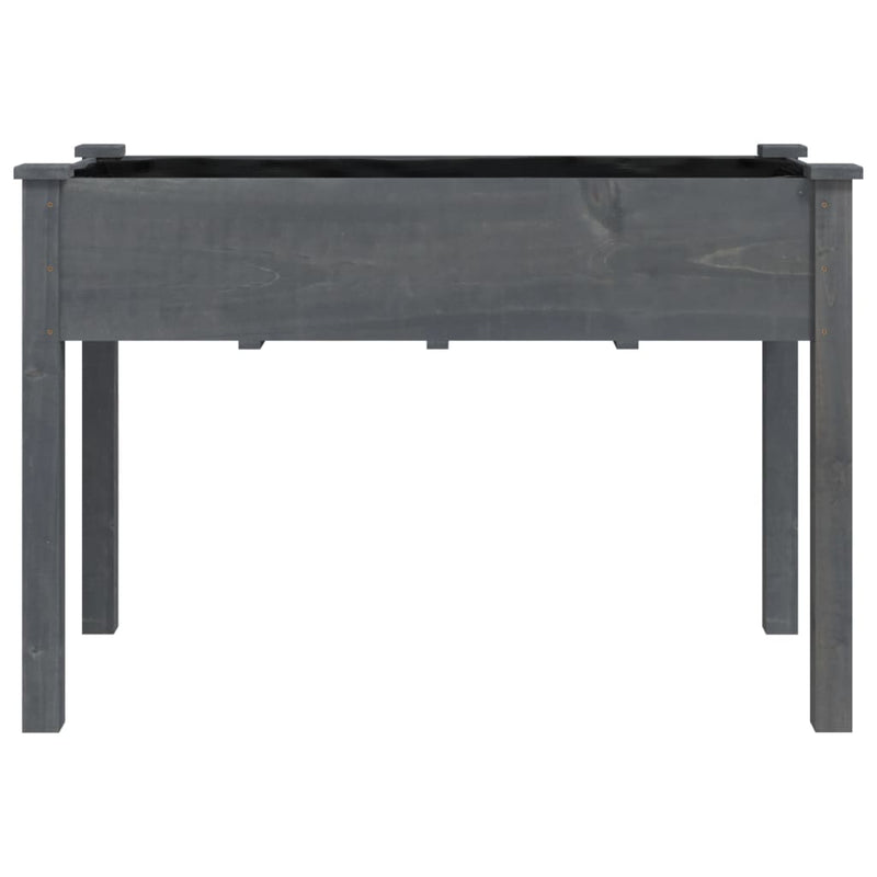 vidaXL szürke tömör fenyőfa kerti ültetőláda béléssel 118 x 59 x 76 cm