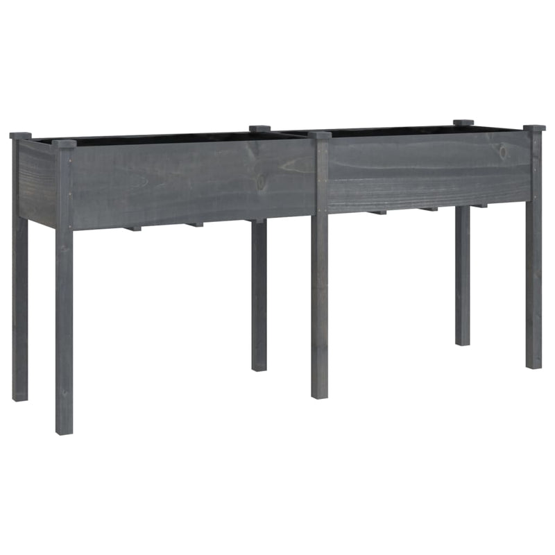 vidaXL szürke tömör fenyőfa kerti ültetőláda béléssel 161x45x76 cm