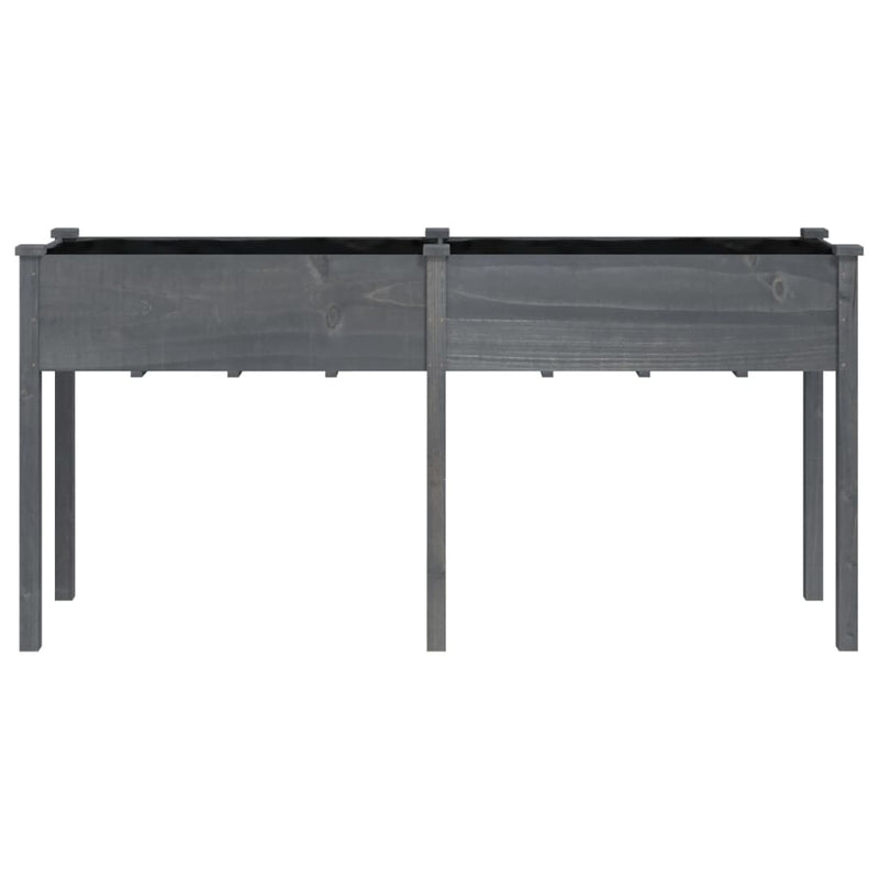 vidaXL szürke tömör fenyőfa kerti ültetőláda béléssel 161x45x76 cm