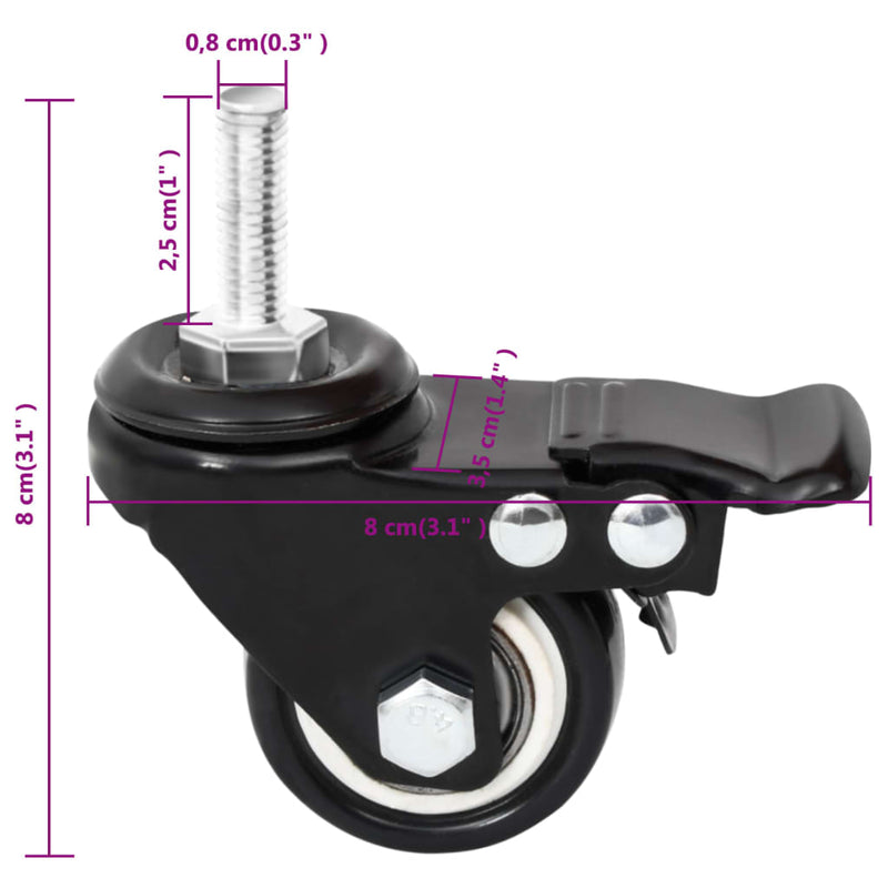 vidaXL 4 db fekete vas kerék ültetőládához 8 x 3,5 x 8 cm