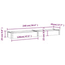 vidaXL szürke tömör fenyőfa kerti magaságyás béléssel 240x45x25 cm