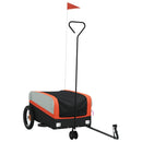 vidaXL fekete-narancssárga vas kerékpár-utánfutó 30 kg