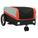 vidaXL fekete-narancssárga vas kerékpár-utánfutó 30 kg