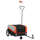 vidaXL fekete-narancssárga vas kerékpár-utánfutó 45 kg