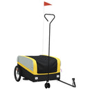 vidaXL fekete-sárga vas kerékpár-utánfutó 45 kg
