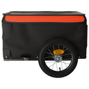 vidaXL fekete-narancssárga vas kerékpár-utánfutó 30 kg