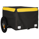 vidaXL fekete-sárga vas kerékpár-utánfutó 30 kg