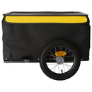 vidaXL fekete-sárga vas kerékpár-utánfutó 30 kg