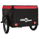 vidaXL fekete-piros vas kerékpár-utánfutó 45 kg