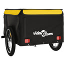 vidaXL fekete-sárga vas kerékpár-utánfutó 45 kg