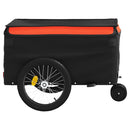 vidaXL fekete-narancssárga vas kerékpár-utánfutó 30 kg