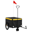 vidaXL fekete-sárga vas kerékpár-utánfutó 30 kg
