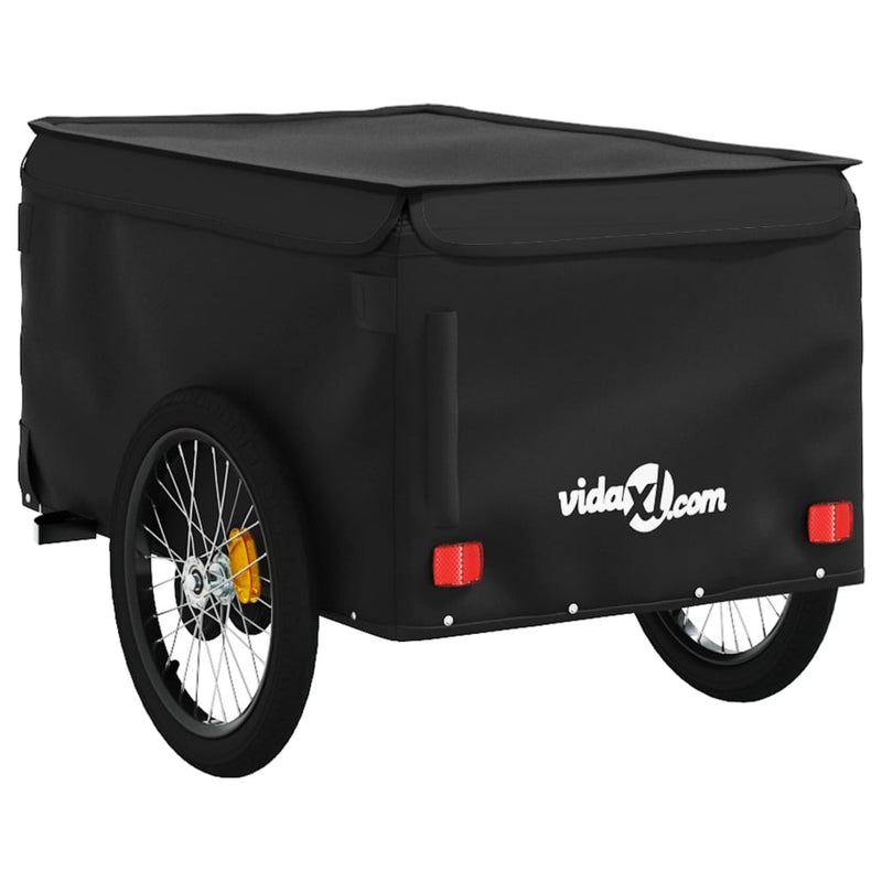 vidaXL fekete vas kerékpár-utánfutó 45 kg