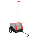 vidaXL fekete-narancssárga vas kerékpár-utánfutó 30 kg