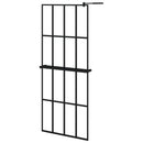 vidaXL fekete ESG üveg és alumínium zuhanyfal polccal 80 x 195 cm