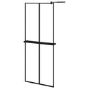 vidaXL fekete ESG üveg és alumínium zuhanyfal polccal 80 x 195 cm