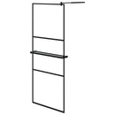 vidaXL fekete ESG üveg és alumínium zuhanyfal polccal 80 x 195 cm