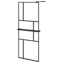 vidaXL fekete ESG üveg és alumínium zuhanyfal polccal 80 x 195 cm