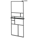 vidaXL fekete ESG üveg és alumínium zuhanyfal polccal 80 x 195 cm