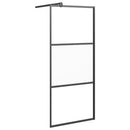 vidaXL fekete ESG üveg és alumínium zuhanyfal polccal 80 x 195 cm