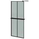 vidaXL fekete ESG üveg és alumínium zuhanyfal polccal 80 x 195 cm