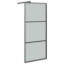 vidaXL fekete ESG üveg és alumínium zuhanyfal polccal 80 x 195 cm