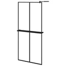 vidaXL fekete ESG üveg és alumínium zuhanyfal polccal 90 x 195 cm