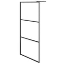 vidaXL fekete ESG üveg és alumínium zuhanyfal polccal 90 x 195 cm