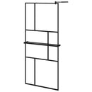 vidaXL fekete ESG üveg és alumínium zuhanyfal polccal 90 x 195 cm