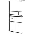 vidaXL fekete ESG üveg és alumínium zuhanyfal polccal 90 x 195 cm