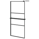 vidaXL fekete ESG üveg és alumínium zuhanyfal polccal 90 x 195 cm