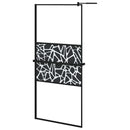 vidaXL fekete ESG üveg és alumínium zuhanyfal polccal 90 x 195 cm