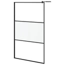 vidaXL fekete ESG üveg és alumínium zuhanyfal polccal 115x195 cm