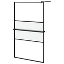vidaXL fekete ESG üveg és alumínium zuhanyfal polccal 115x195 cm