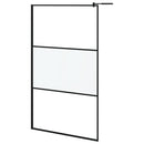 vidaXL fekete ESG üveg és alumínium zuhanyfal polccal 115x195 cm