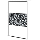 vidaXL fekete ESG üveg és alumínium zuhanyfal polccal 115x195 cm