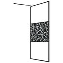 vidaXL fekete ESG üveg és alumínium zuhanyfal polccal 115x195 cm